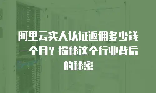 阿里云实人认证返佣多少钱一个月？揭秘这个行业背后的秘密