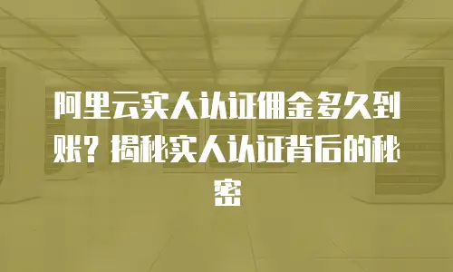 阿里云实人认证佣金多久到账？揭秘实人认证背后的秘密