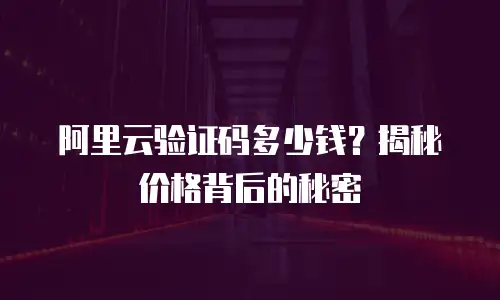 阿里云验证码多少钱？揭秘价格背后的秘密