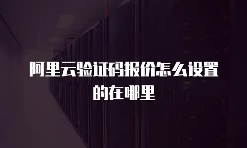 阿里云验证码报价怎么设置的在哪里