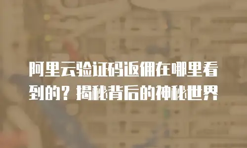 阿里云验证码返佣在哪里看到的？揭秘背后的神秘世界