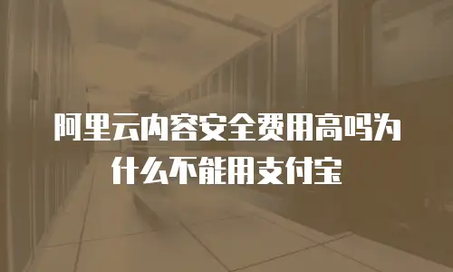 阿里云内容安全费用高吗为什么不能用支付宝