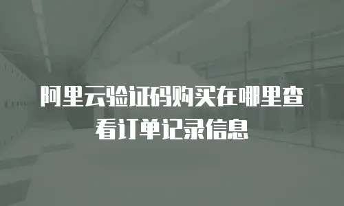 阿里云验证码购买在哪里查看订单记录信息