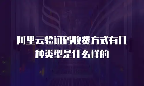 阿里云验证码收费方式有几种类型是什么样的