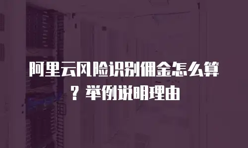阿里云风险识别佣金怎么算？举例说明理由