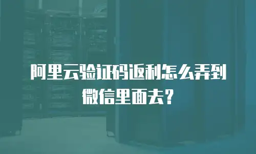 阿里云验证码返利怎么弄到微信里面去？