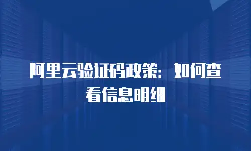 阿里云验证码政策：如何查看信息明细