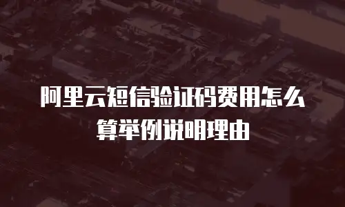 阿里云短信验证码费用怎么算举例说明理由