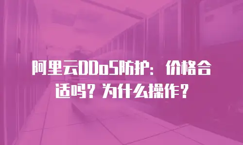 阿里云DDoS防护：价格合适吗？为什么操作？