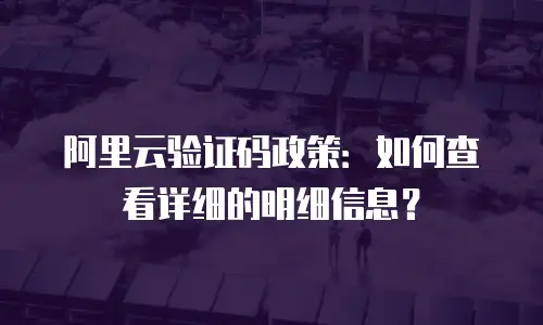 阿里云验证码政策：如何查看详细的明细信息？