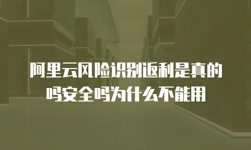 阿里云风险识别返利是真的吗安全吗为什么不能用