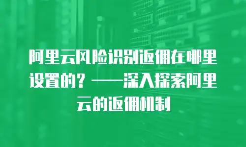 阿里云风险识别返佣在哪里设置的？——深入探索阿里云的返佣机制