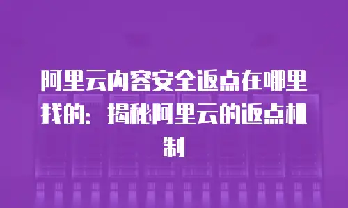 阿里云内容安全返点在哪里找的：揭秘阿里云的返点机制