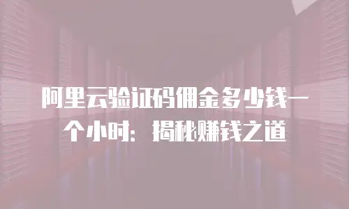 阿里云验证码佣金多少钱一个小时：揭秘赚钱之道