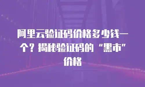 阿里云验证码价格多少钱一个？揭秘验证码的“黑市”价格
