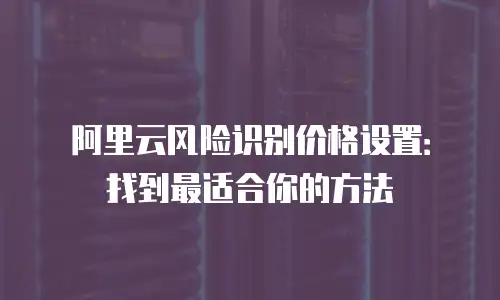 阿里云风险识别价格设置：找到最适合你的方法
