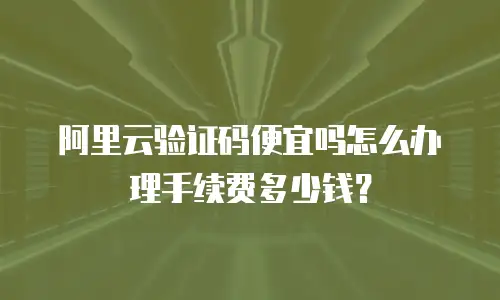 阿里云验证码便宜吗怎么办理手续费多少钱？