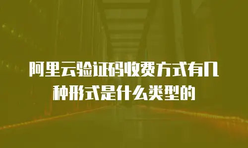 阿里云验证码收费方式有几种形式是什么类型的