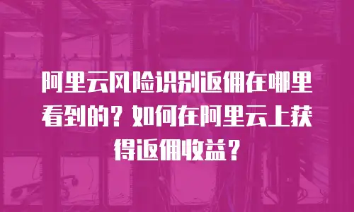 阿里云风险识别返佣在哪里看到的？如何在阿里云上获得返佣收益？
