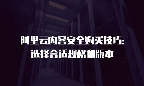 阿里云内容安全购买技巧：选择合适规格和版本