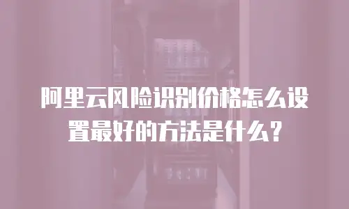 阿里云风险识别价格怎么设置最好的方法是什么？