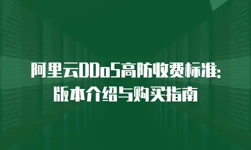 阿里云DDoS高防收费标准: 版本介绍与购买指南