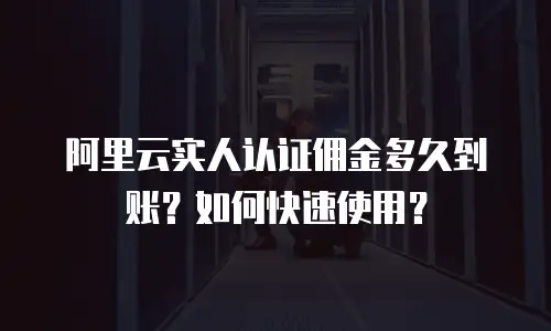 阿里云实人认证佣金多久到账？如何快速使用？