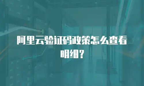 阿里云验证码政策怎么查看明细？