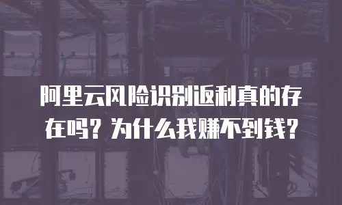 阿里云风险识别返利真的存在吗？为什么我赚不到钱？