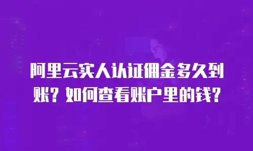 阿里云实人认证佣金多久到账？如何查看账户里的钱？