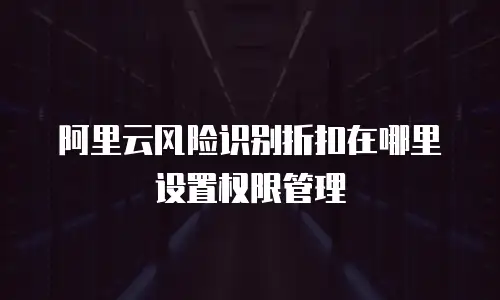 阿里云风险识别折扣在哪里设置权限管理