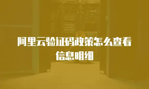 阿里云验证码政策怎么查看信息明细