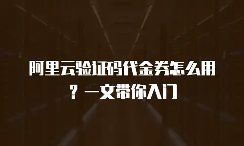 阿里云验证码代金券怎么用？一文带你入门