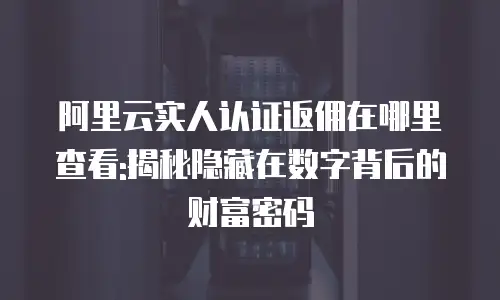阿里云实人认证返佣在哪里查看:揭秘隐藏在数字背后的财富密码