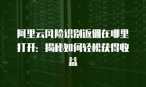 阿里云风险识别返佣在哪里打开：揭秘如何轻松获得收益