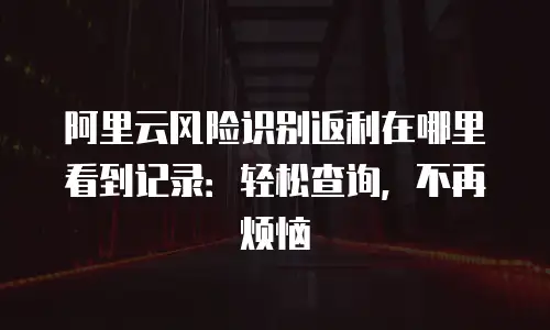 阿里云风险识别返利在哪里看到记录：轻松查询，不再烦恼