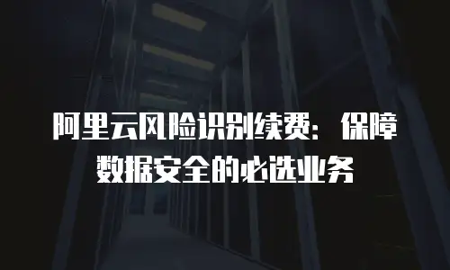 阿里云风险识别续费：保障数据安全的必选业务