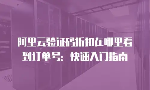 阿里云验证码折扣在哪里看到订单号：快速入门指南