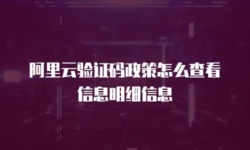 阿里云验证码政策怎么查看信息明细信息