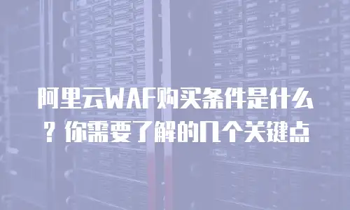 阿里云WAF购买条件是什么？你需要了解的几个关键点