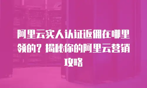 阿里云实人认证返佣在哪里领的？揭秘你的阿里云营销攻略