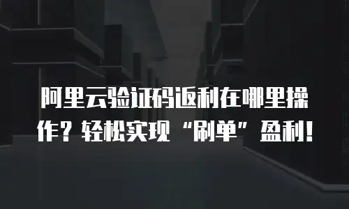 阿里云验证码返利在哪里操作？轻松实现&ldquo;刷单&rdquo;盈利！