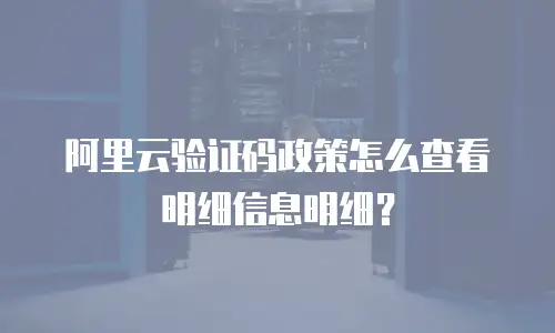 阿里云验证码政策怎么查看明细信息明细？