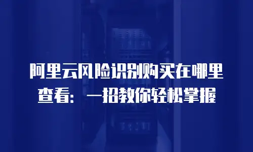 阿里云风险识别购买在哪里查看：一招教你轻松掌握