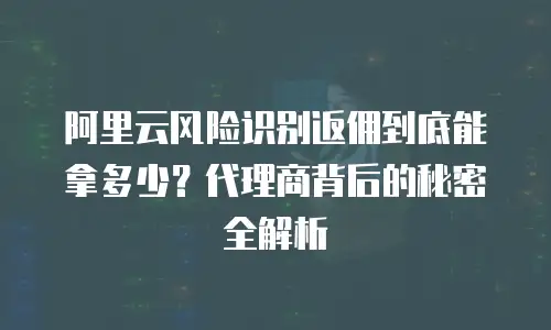阿里云风险识别返佣到底能拿多少？代理商背后的秘密全解析