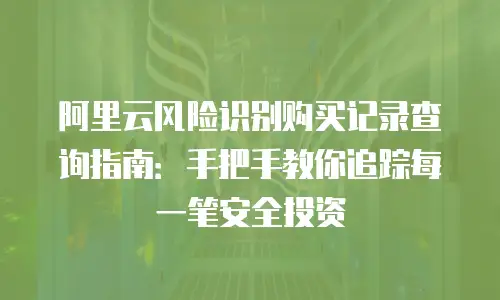 阿里云风险识别购买记录查询指南：手把手教你追踪每一笔安全投资