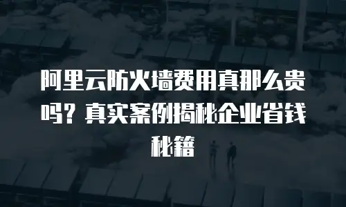阿里云防火墙费用真那么贵吗？真实案例揭秘企业省钱秘籍