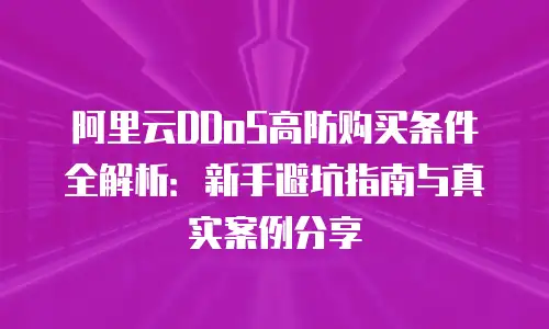 阿里云DDoS高防购买条件全解析：新手避坑指南与真实案例分享