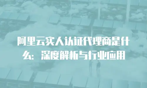 阿里云实人认证代理商是什么：深度解析与行业应用