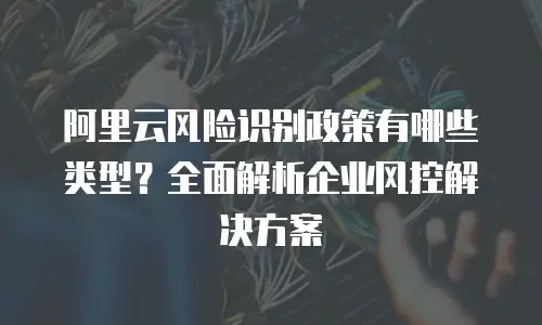阿里云风险识别政策有哪些类型？全面解析企业风控解决方案